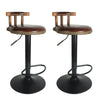 2 x Vintage Bar Stools Round Leather Seat Swivel High Leg Lifting Elegant Backed