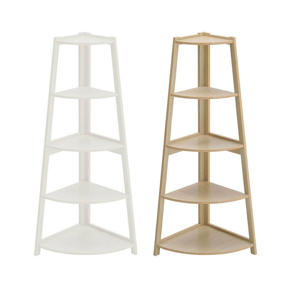 5Tier Corner Ladder Shelf Book Shelves Display Stand Storage Shelving Space Unit