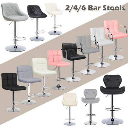 2/4/6x Modern Faux Leather Bar Stools Breakfast Chairs Swivel Gas Lift Kitchen