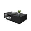 Modern High Gloss Coffee Table With Storage Drawers RGB LED Living Room Wooden