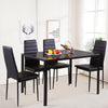 Black Tempered Glass Dining Table & 2/4/6 Faux Leather Chairs Set Home Furniture