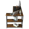 Retro L-shaped Computer Desk Corner PC Table Workstation w/ Shelves Home
