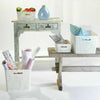 Rattan Plastic Studio Storage Handy Basket Office Home Kitchen Tidy Organiser