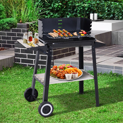 Charcoal BBQ Grill Trolley Barbecue Patio Outdoor Garden Heating Smoker Portable