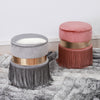 Round Ottoman Storage Box Stool Velvet Padded Tassel Dressing Table Vanity Chair
