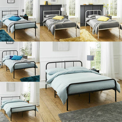 3FT Single 4FT6 Double Metal Bed Frame Black White Kid Adult Bedroom Furniture