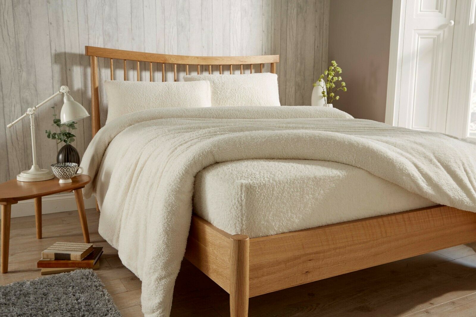 WARM ,SOFT TEDDY BEAR FUR SHERPA CUDDLY FLEECE FITTED SHEET,DUVET COVER SET
