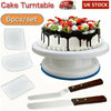 Cake Decorating Turntable Set icing nozzles Spatula Display Stand Rotating Kit