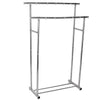 Double Clothes Rail Wheeled Garment Coat Hanging Display Stand Lower Bottom Rack