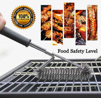 Barbecue BBQ Oven Grill Cleaning Brush Scraper Stainless Steel Bristle Cleaner