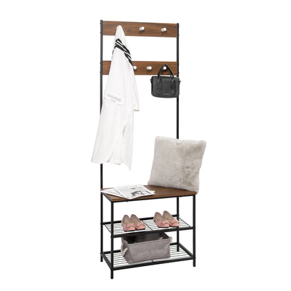 Clothes Rail Rack with Shoes Storage Shelves Hook Dress Hanging Display Stand