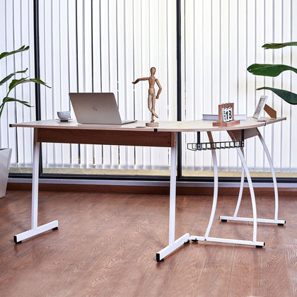 Corner Desk Table PC Workstation L-Shaped Oak Gaming Computer Home Office Study