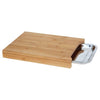 Bamboo Wooden Chopping Board Cutting Slicing + Sliding Stainless Steel Tray
