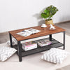 Industrial Coffee Table Vintage Retro End Table Living Room Furniture Mesh Shelf