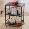 Moving Rustic Side End Table Wooden Storage Bookcase Industrial Shelf Cart Unit