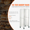 20 Sheet Commercial Bun Pan Rack Kitchen Aluminum Baking Racks Brake Wheel
