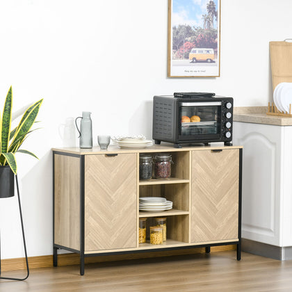 Kitchen Sideboard Storage Cabinet with 2 Doors and Adjustable Shelves Oak Tone