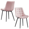 Set of 2 Dining Chair Velvet Soft Padded Seat and Backrest Metal Legs Kitchen Uk