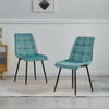 Set of 2 Velvet Dining Chairs Soft Padded Seat Metal Legs Modern Office Kitchen