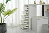 Classic Corner Dressing Table Stool Set White Makeup Desk Vanity Mirror 5 Drawer