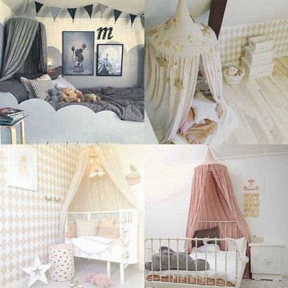 Kids Crib Bed Canopy Bedspread Mosquito Net Curtain Bedding Dome Tent Cotton