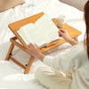 64cm Bamboo Wood Serving Breakfast Lap Tray Table Mate Bed Tray With Folding Leg