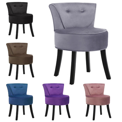 Small Curved Back Dining Chairs Velvet/Linen Upholstered Round Seat Vanity Stool
