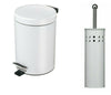 5L Litre Round Stainless Steel Pedal Bin Bathroom Cleaning Toilet Brush & Holder