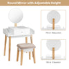 Vanity Makeup Dressing Table Wooden Cosmetic Table Stool Set W/Adjustable Mirror
