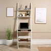 White 3 Tier Ladder Desk Unit Home Office Shelving Storage with Stool Included
