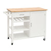 Kitchen Storage Trolley Cart Cupboard Drawer Wine Bottle Shelf Cabinet White MDF