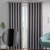 Modern Grey Blackout Drapes Soft Thick Polyester Ring Top Eyelet Curtains Pair