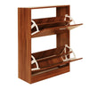2 Drawer Shoe Cabinet Storage Cupboard Footwear Stand Rack Wooden Unit Walnut