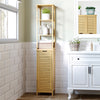 Tall Slim Bathroom Cabinet Freestanding Storage Organiser w/ 3 Shelves Natural