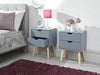 DARK GREY 2X BEDSIDE TABLE CHEST OF DRAWERS CABINET NIGHTSTAND BEDROOM FURNITURE