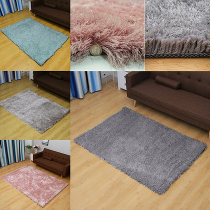 Extra Thick Long Pile Shaggy Floor Rug Soft Carpet Sparkle Shimmer/Cotton Fluffy