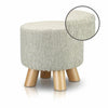 Shabby Chic Small Ottoman Round Pouffe Wooden Footstool Stool/Wooden Leg Padded