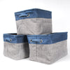 3/6Pcs Storage Baskets Foldable Linen Fabric w/ Handle Toy Clothes Organizer Box