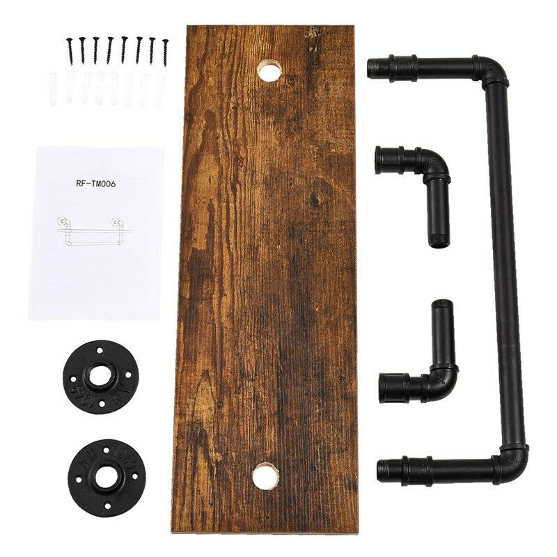 Rustic Industrial Pipe Wooden Metal Wall Floating Shelf Storage Shelving Unit UK