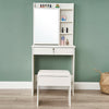 White Dressing Table Stool Vanity Set Makeup Desk w/ Sliding Mirror & Drawers UK