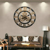 LARGE ROMAN NUMERALS SKELETON WALL CLOCK BIG GIANT OPEN FACE ROUND HOME DECOR UK