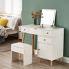 Vanity Dressing Table Makeup Desk Flip-up Mirror,3 Drawers Stool 1 Door Storage;