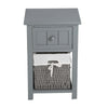 Pair of Wooden Bedside Tables Night Stand Cabinet Storage Drawer Wicker Baskets