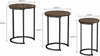 Set of 3 Round Vintage Wooden/Steel Nesting Side Coffee Tables Hallway Bedroom