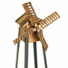 Wooden Windmill Garden Planter Rustic Wood Finish & Rotating Sails Outdoor Stand