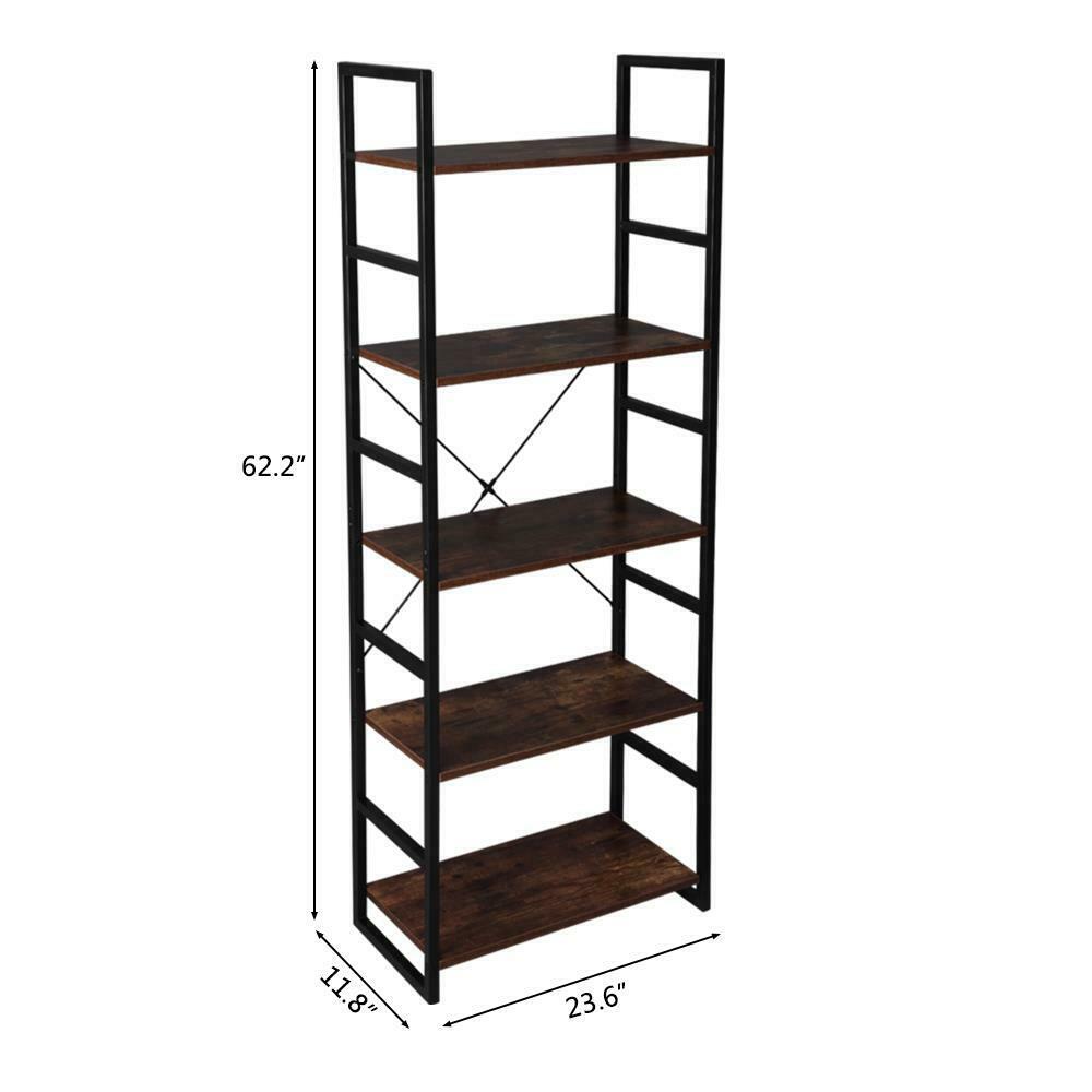 5-Tier Metal Ladder Shelf Bookshelf Storage Rack Plants Display Shelving Unit UK