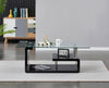 Modern Clear Glass Top with Black Shelf & Black High Gloss Coffee Table Home