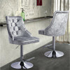 Crushed Velvet Swivel Bar Stool Button Back Upholstered Gas Lift Kitchen Chair