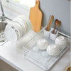 2 Tier White Plate Dish Cutlery Cup Drainer Rack Drip Tray Plates Holder Kitchen