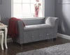 Ottoman Window Seat Diamante Grey Chenille Fabric Toy Bedding Storage Box